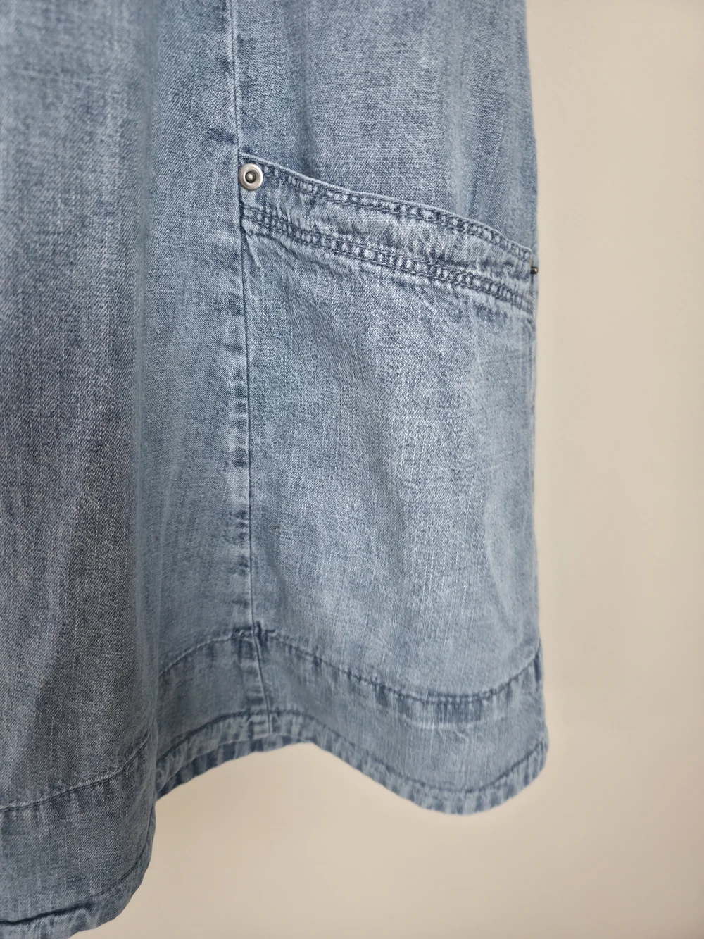 Free People Denim Tunic Dress Womens XS Blue Chambray Oversized Boho Pockets - Picture 9 of 14